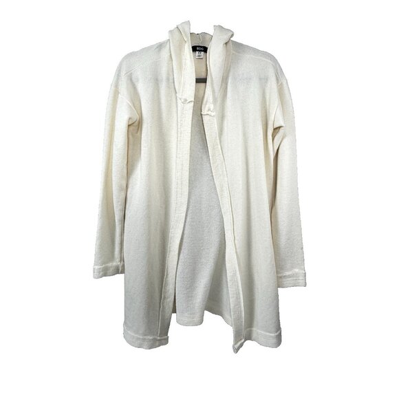 BDG Ivory Hooded Cardigan S Open Front Soft Cozy Minimalist Coastal Layer - Picture 1 of 10